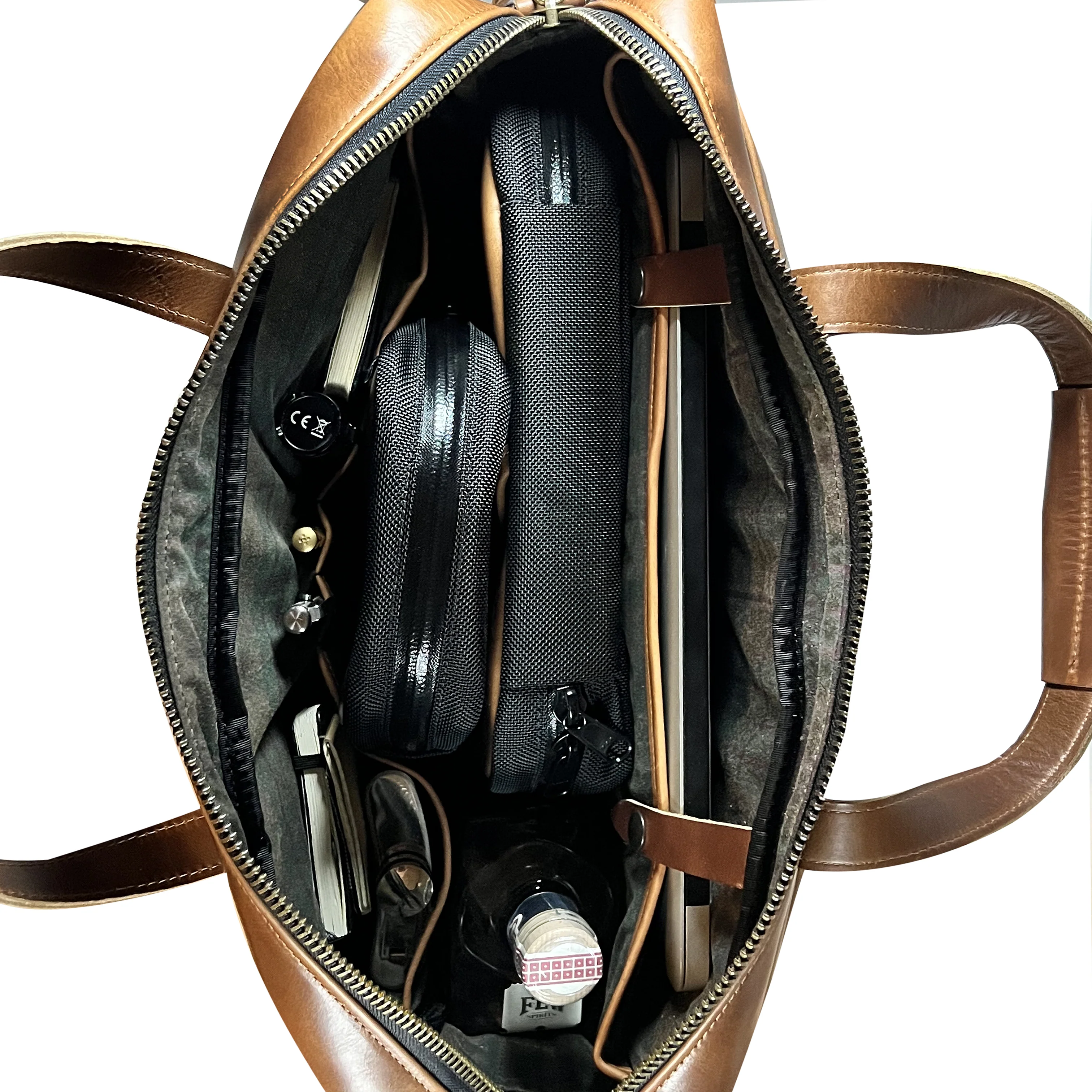 Defender Briefcase / Horween Whiskey Cavalier Leather Strap Limited Edition / TexWax™ Autumn Plaid Lining Bundle - Image 6