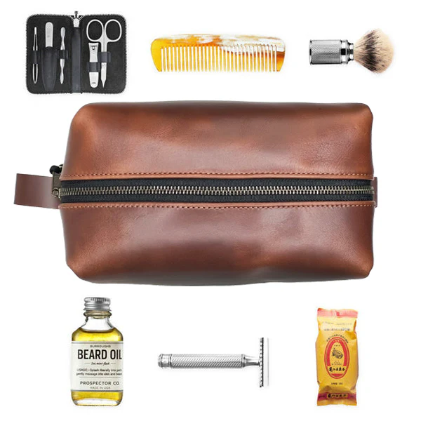 Dopp Kit / Horween Whiskey Cavalier Leather x TexWax™ Autumn Plaid Wax Canvas / Ships in 6-10 Weeks - Image 6