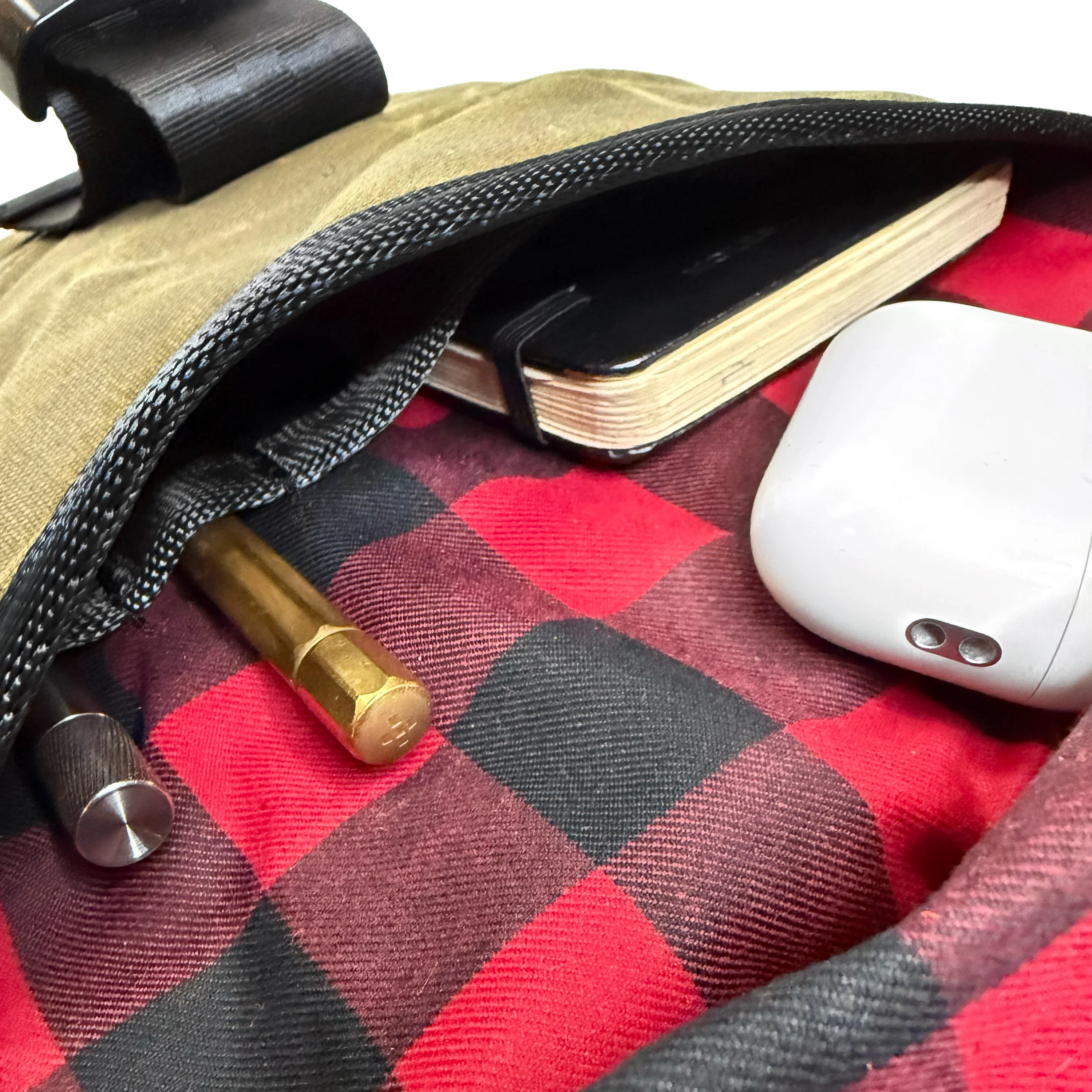 Menace Backpack 2.0 / Olive Drab TexWax™ x TexWax™ Buffalo Plaid Wax Canvas / Very Limited Edition - Image 4