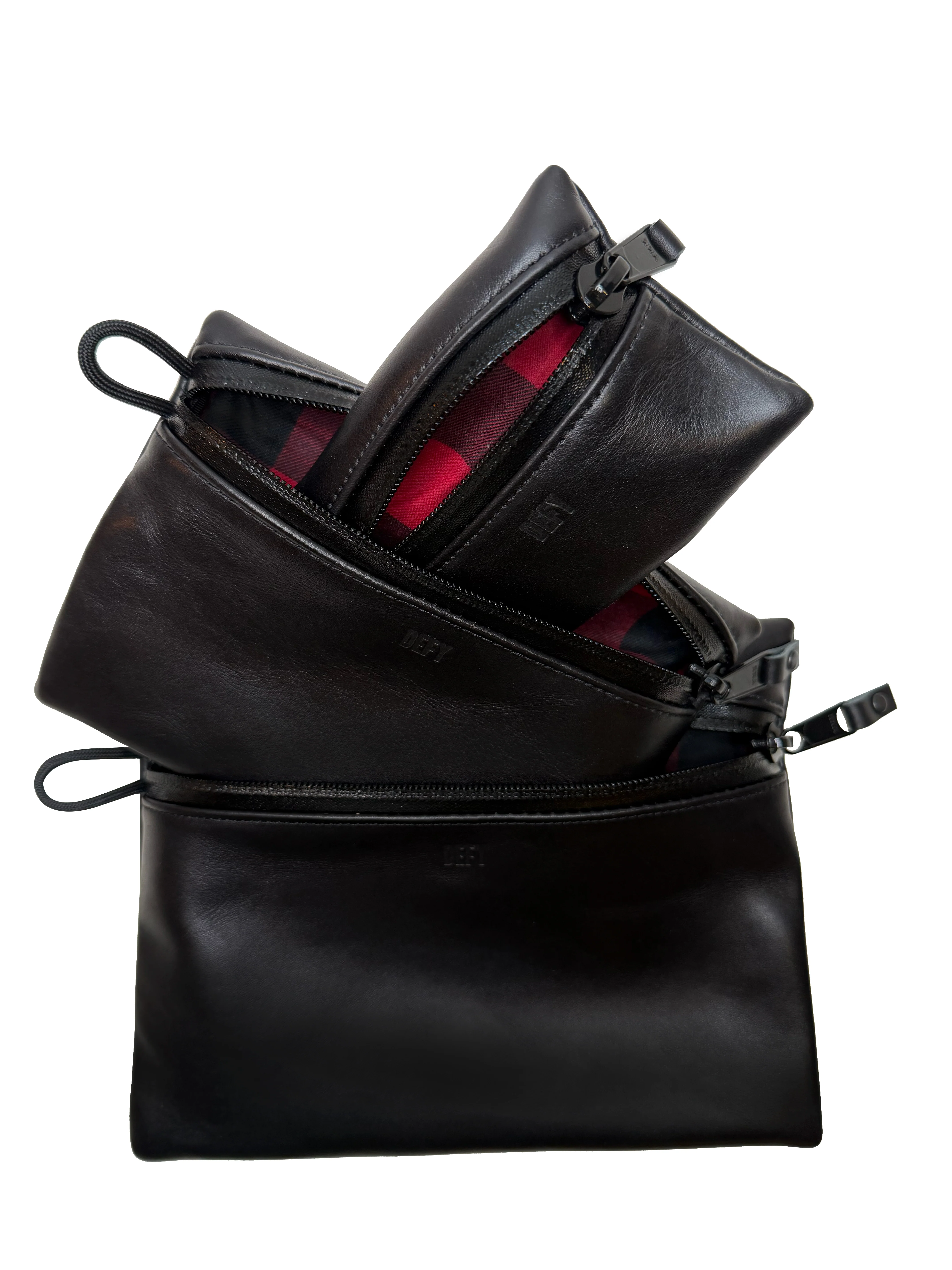 Project Horween Essex Rookery Leather x TexWax™ Buffalo Plaid Wax Canvas 3 Pouch Bundle / Ships in 5-6 Weeks - Image 2
