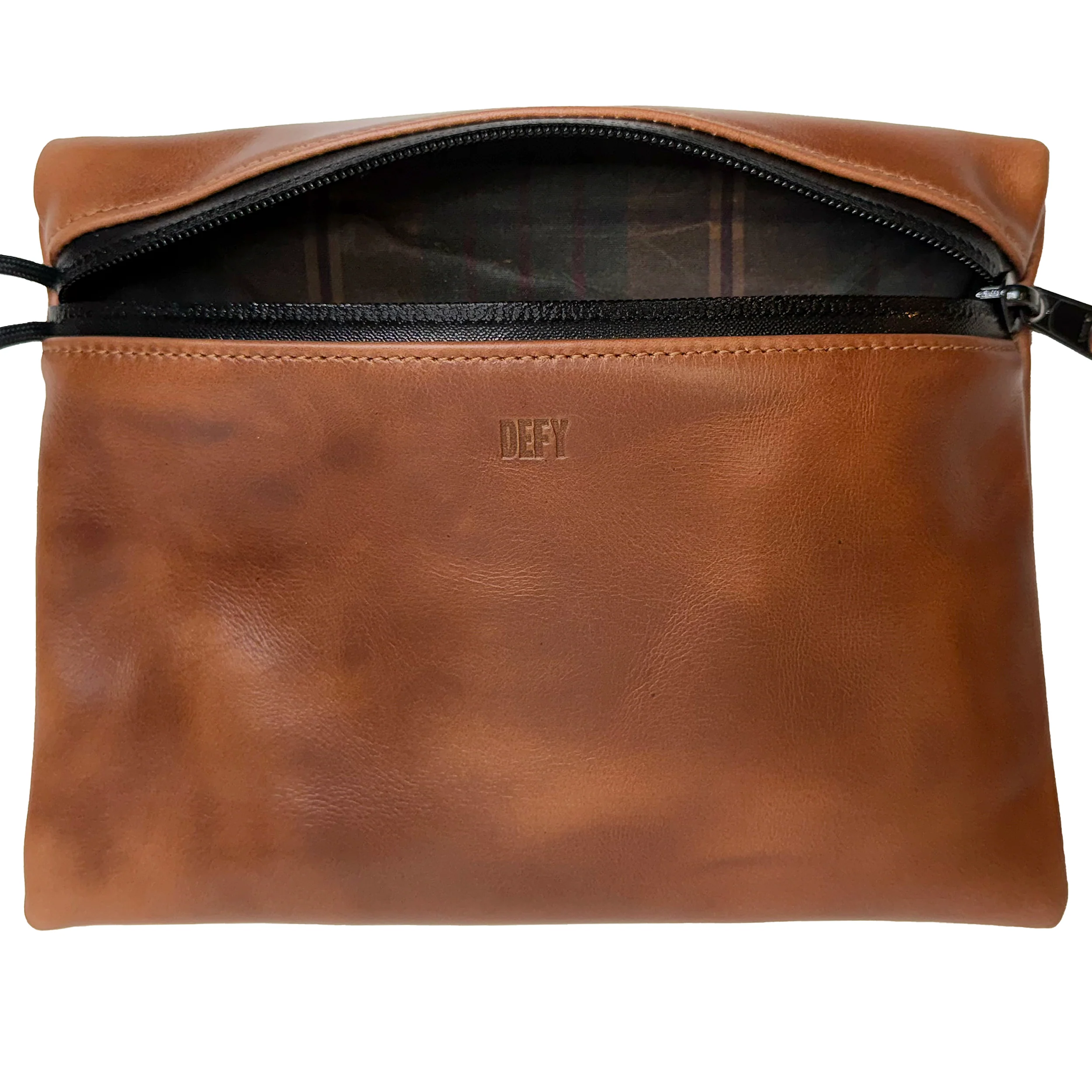 Ships in 2-4 Weeks: Project Horween Whiskey Cavalier Leather x TexWax™ Autumn Plaid Wax Canvas 3 Pouch Bundle - Image 6