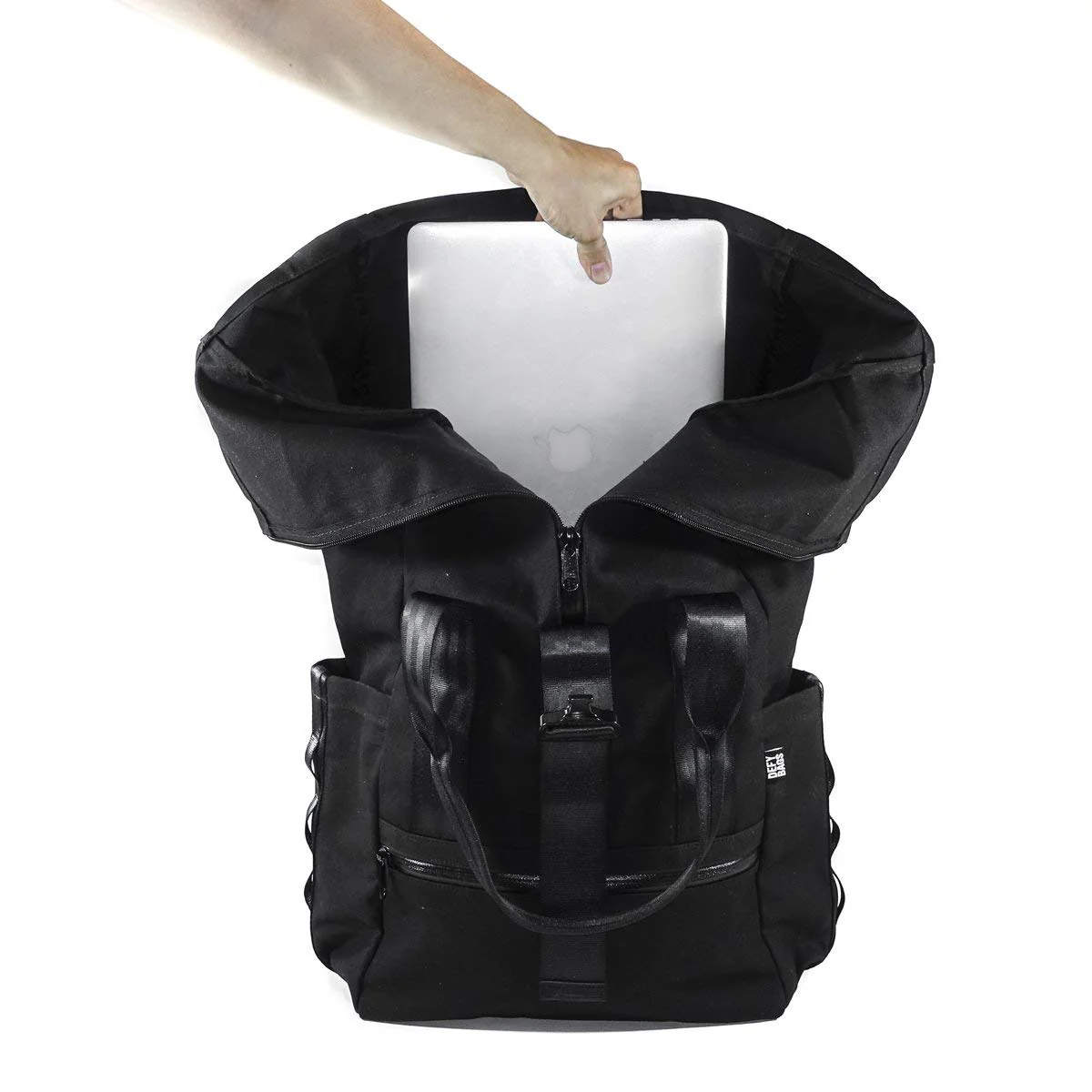 VerBockel Roll Top Backpack 2.0 'Un-Zipped' / Black TexWax™ Canvas - Image 11