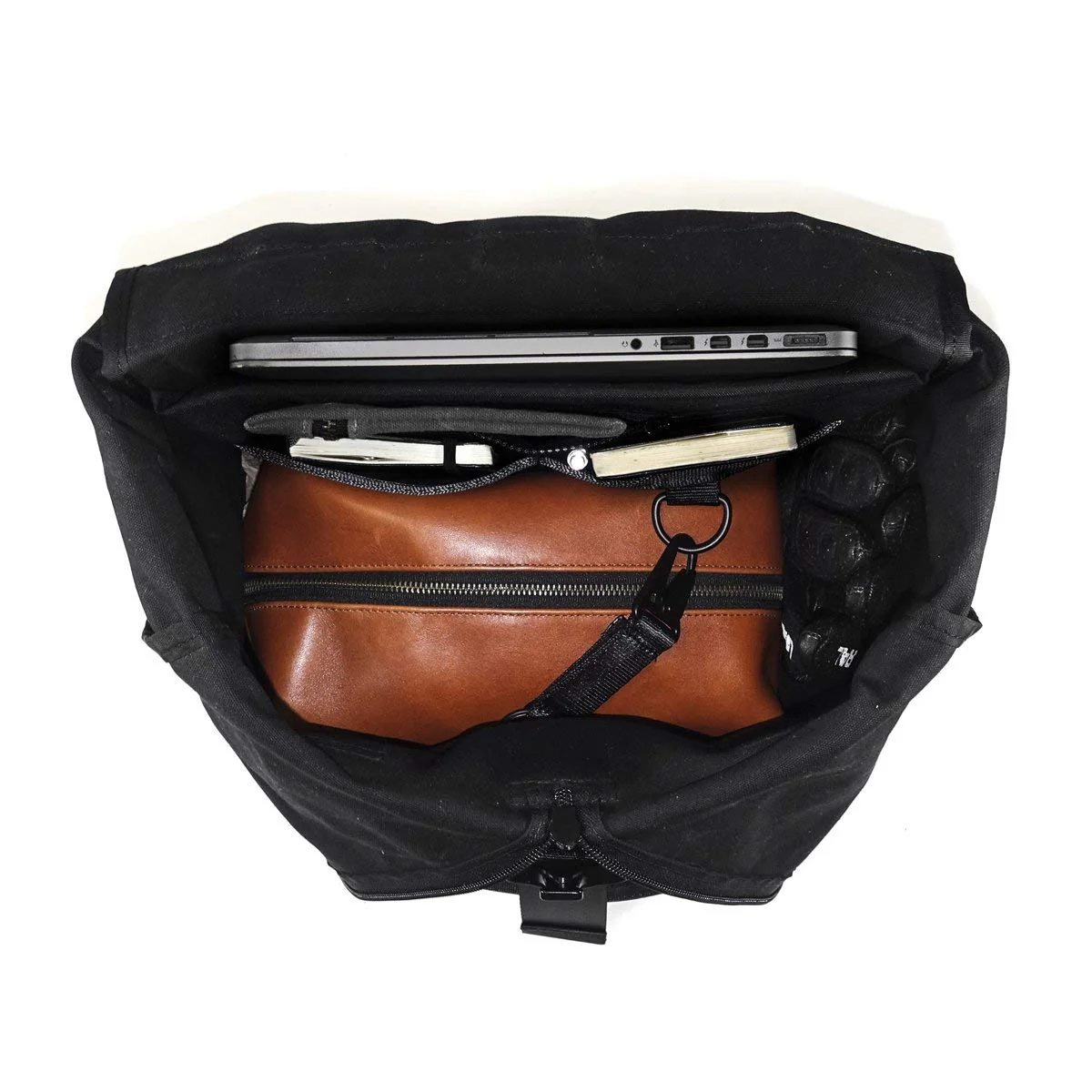 VerBockel Roll Top Backpack 2.0 'Un-Zipped' / Black TexWax™ Canvas - Image 12