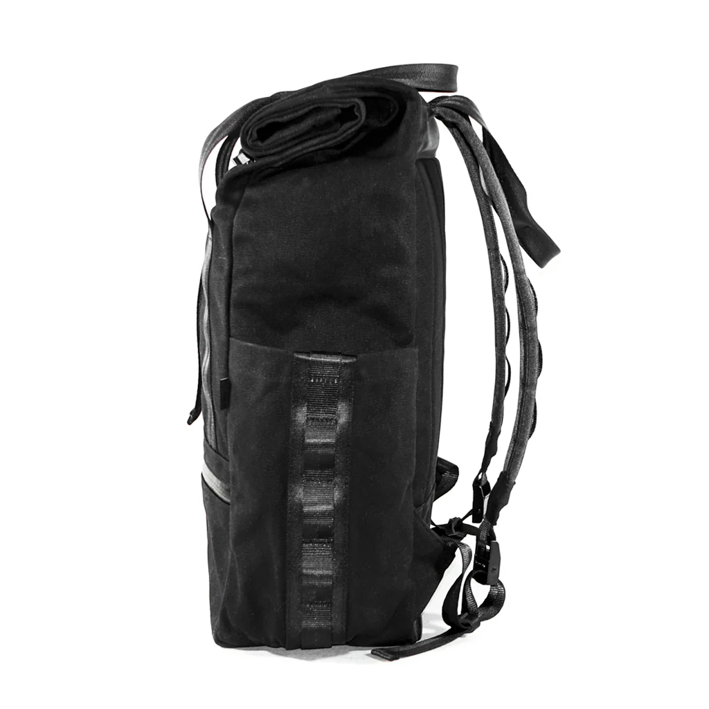 VerBockel Roll Top Backpack 2.0 'Un-Zipped' / Black TexWax™ Canvas - Image 3